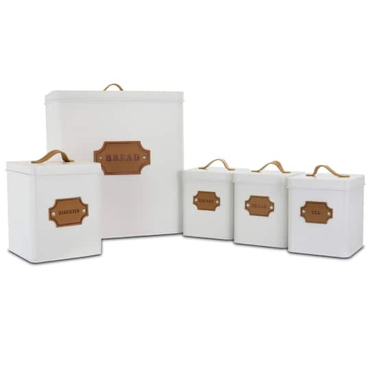 MegaChef Kitchen Food Storage & Organization White 5-Piece Canister Set